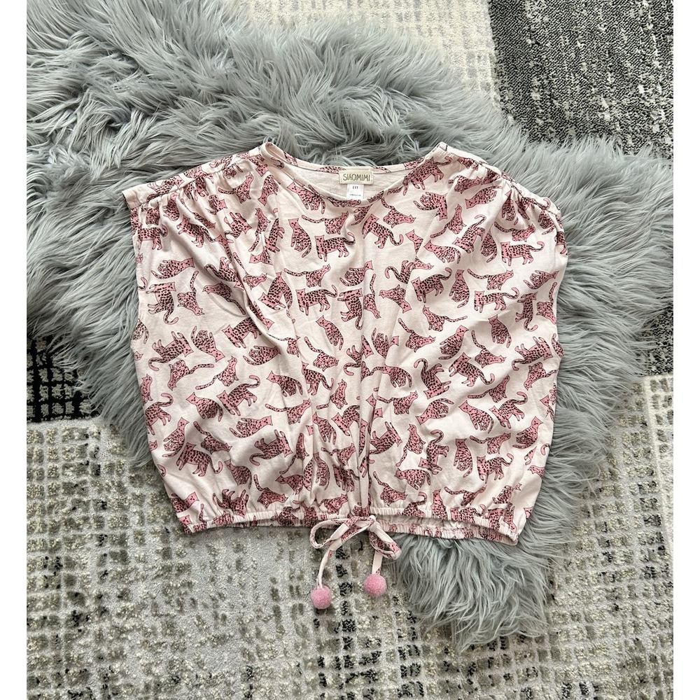 SIAOMIMI Girls Cinch Waist Pink Leopard Cat‎ Top Size 14Y ($86)